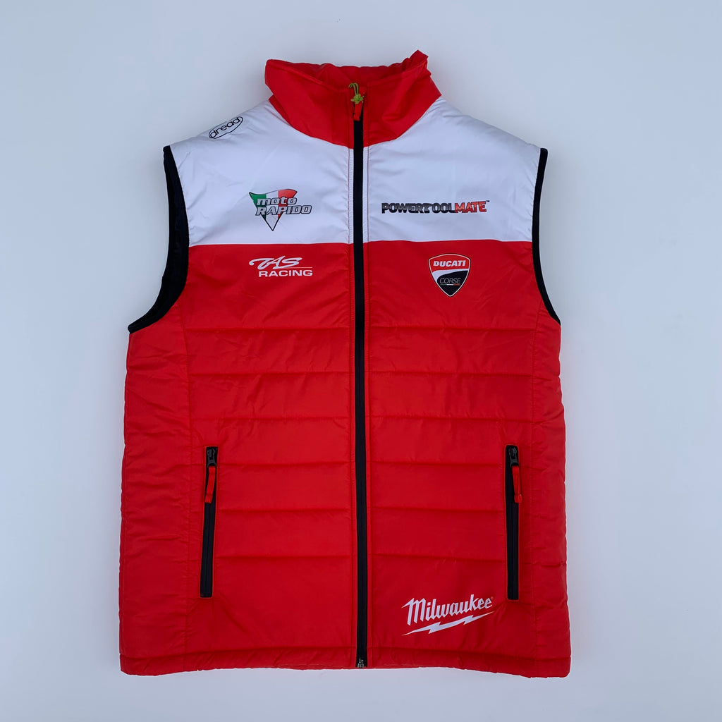 Red and White padded bodywarmer