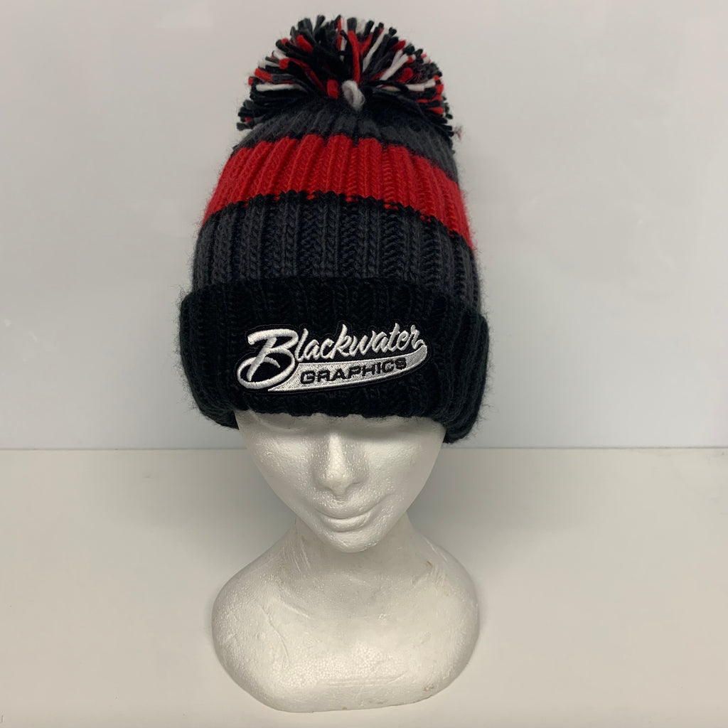 Blackwater Graphics Red and Black Bobble Hat