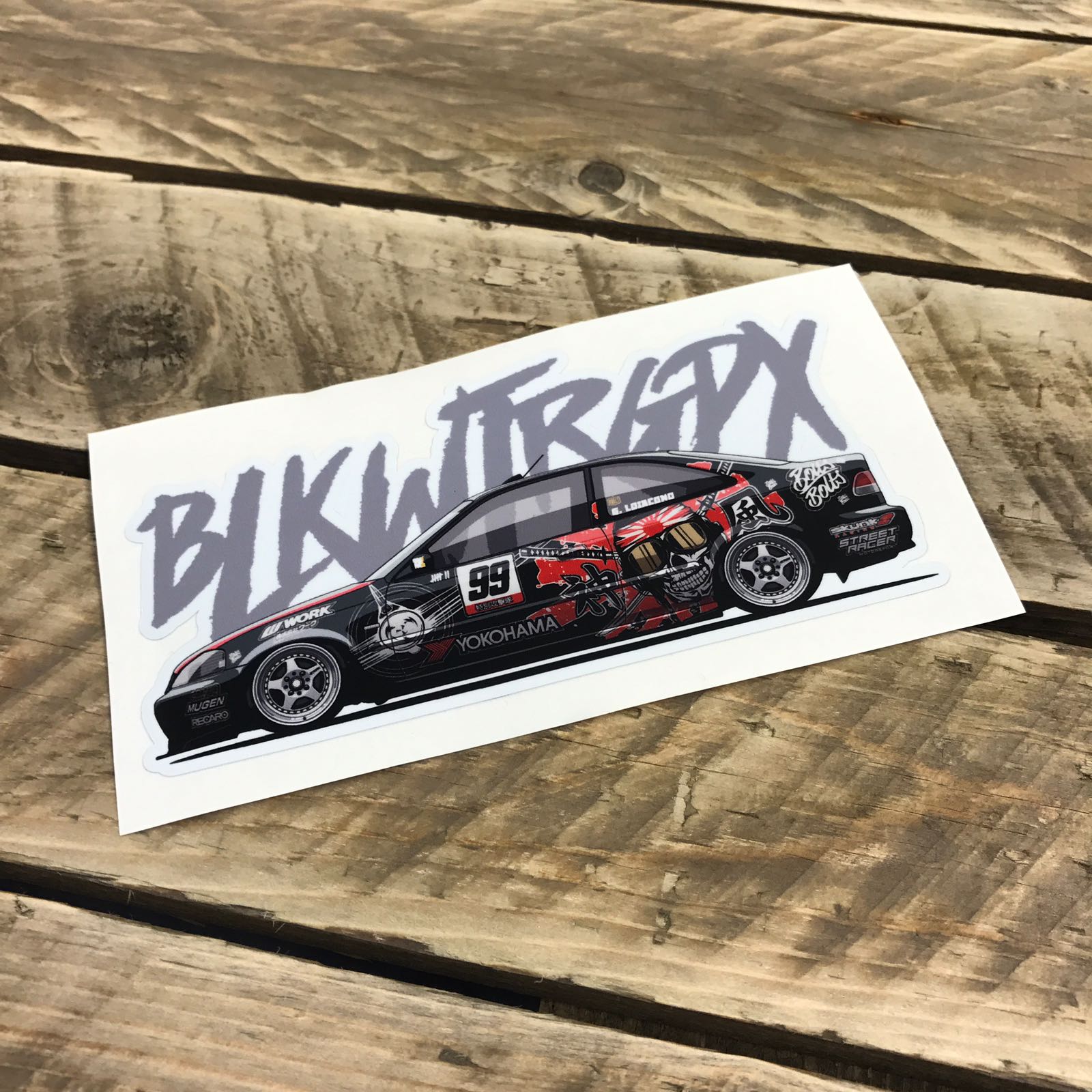 BLKWTRGPX Black Civic Sticker
